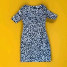 Ralph Lauren Faux Wrap Dress 10 Short Sleeve Blue Geometric Stretch Travel