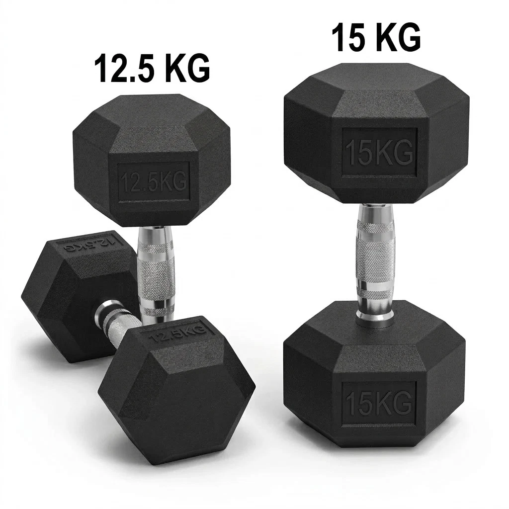 New Hex Dumbbells Cast Iron Rubber Encased 12.5KG & 15KG Home Gym Weights Pairs
Opens in a new windo