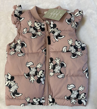 NWT H M Toddler Girl Minnie Mouse Mauve Pink Puffer Vest Jacket 3T
