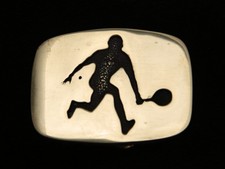 RB11118 VINTAGE 1978  TENNIS PLAYER  SPORTS SOLID BRASS BTS BELT BUCKLE