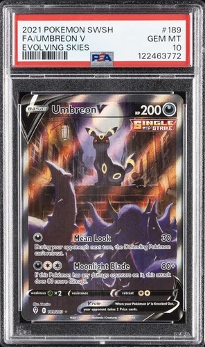 2021 POKEMON SWORD & SHIELD EVOLVING SKIES #189 FULL ART/UMBREON V PSA 10
