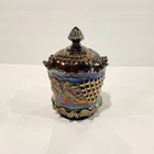 Vintage Northwood Grape And Cable Carnival Glass Amethyst Lidded Bowl
