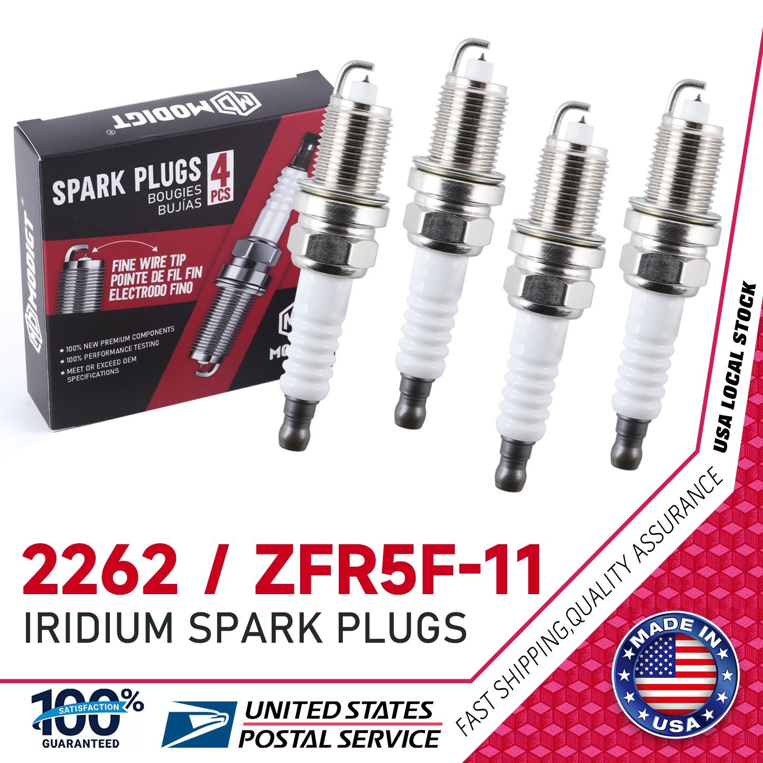 For Acura Chrysler Dodge Honda Mazda 4 Pcs For NGK Iridium Spark Plugs ZFR5F11