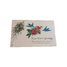 Antique New Year Greetings Postcard Divided Back