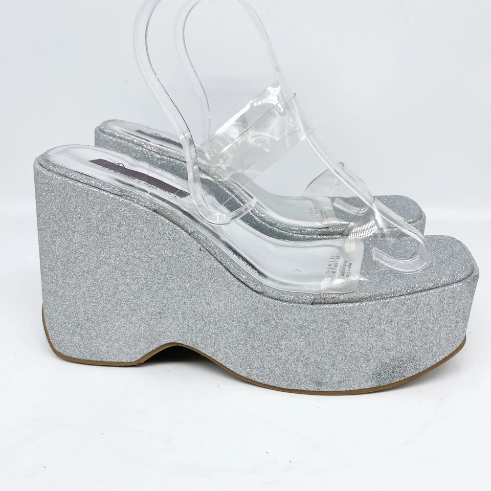 Sandalias de cuña para mujer Call It Spring Newheights plateadas talla 7,5 Foto 3 de 4