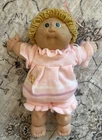 Cabbage Patch Kids Girl Doll Blonde Curly Loop Hair Green Eyes Vintage HM2 Pink