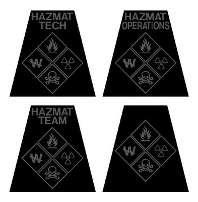 Reflective Black and Dark  Grey HAZMAT Tetrahedron Fire Helmet Decal You Pick