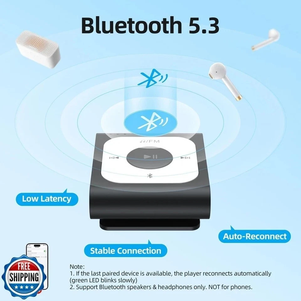 AGPTEK 64GB Clip MP3 Player with Bluetooth, A53PL Portable Music Player - Image 3 of 4