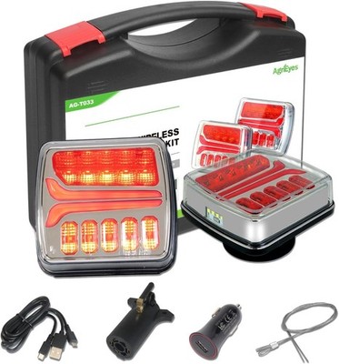 Luces de remolque inalámbricas, luz LED magnética recargable, kit de luces de re