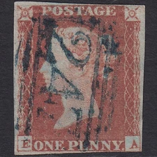 Y2_25 GB QV 1841 1d RED-BROWN PLATE 82 SG8-B1(1) EA GU NR 4M BLUE ELMHAM 247