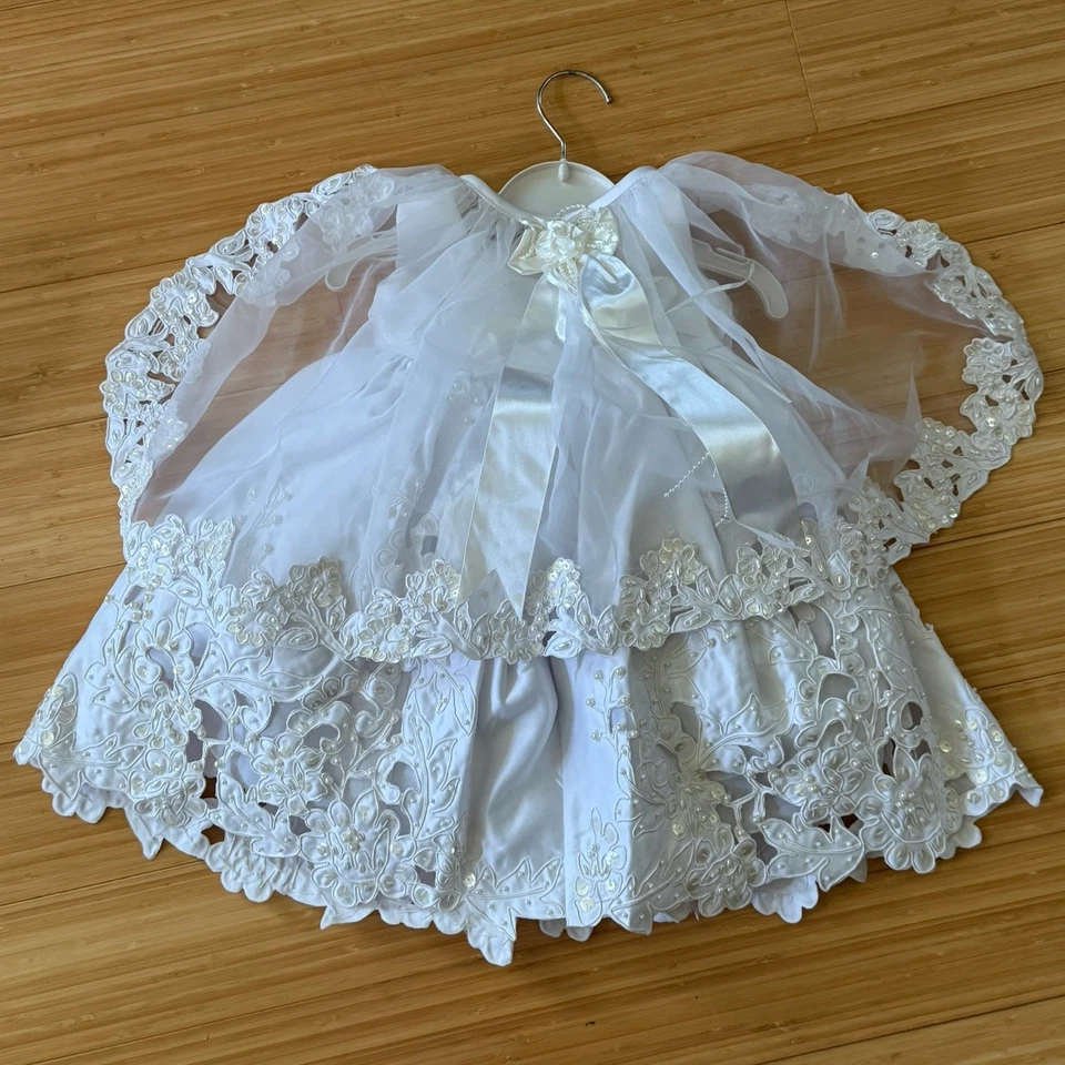 Белое платье для крещения девочек ясельного возраста Virgin Mary Guadalupe плащ наряд размер M - Изображение 2 из 4