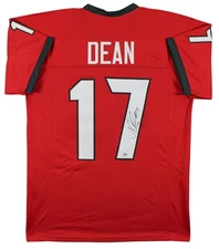 Georgia Nakobe Dean Authentic Signed Red Pro Style Jersey PSA/DNA Itp