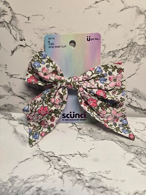 Scunci Kids U Got This Bow Snap Clip Pink Floral Hair Accessory Count NEW