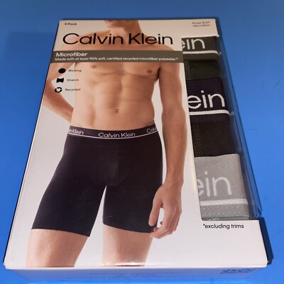 CALVIN KLEIN MENS  3 PACK ASSORTED MICROFIBER BOXERS/ SMALL