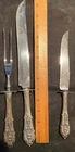 WALLACE ROSE POINT STERLING SILVER  2 PIECE LARGE ROAST CARVING  SET FOR