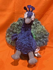 Aurora Flopsies PERRY PEACOCK Stuffed Animal Plush Toy 8" Pre-Owned