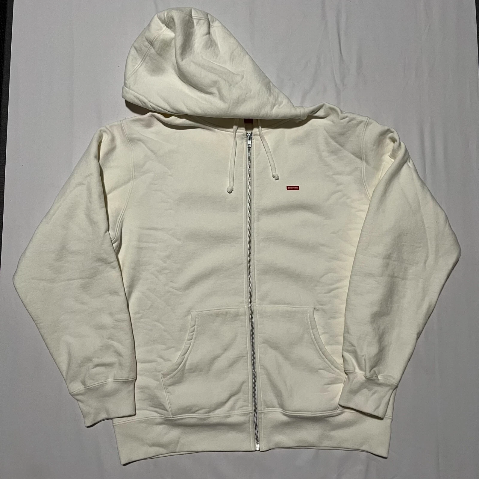 Supreme Small Box Zip Up Sweat shirt homme XL blanc Fw17. Très bon état