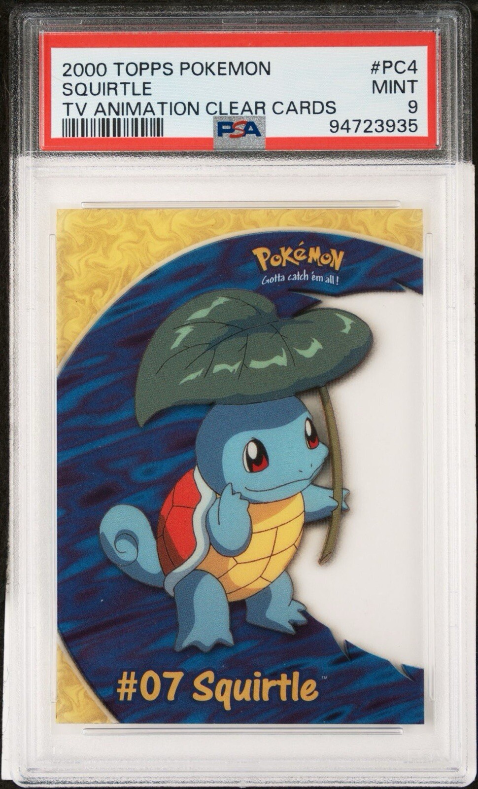 2000 Topps Pokemon TV Animation Edition Series 2 Clear Squirtle PSA 9 MINT PC4