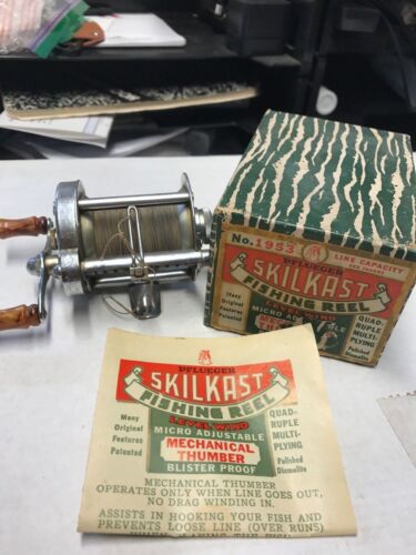 PFLUEGER SKILKAST FISHING REEL #1953 W/BOX & PAPERS, 60+ YEARS, AMAZING SHAPE!