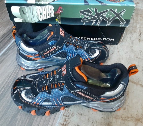 Boys Skechers SKX Black Orange Silver 