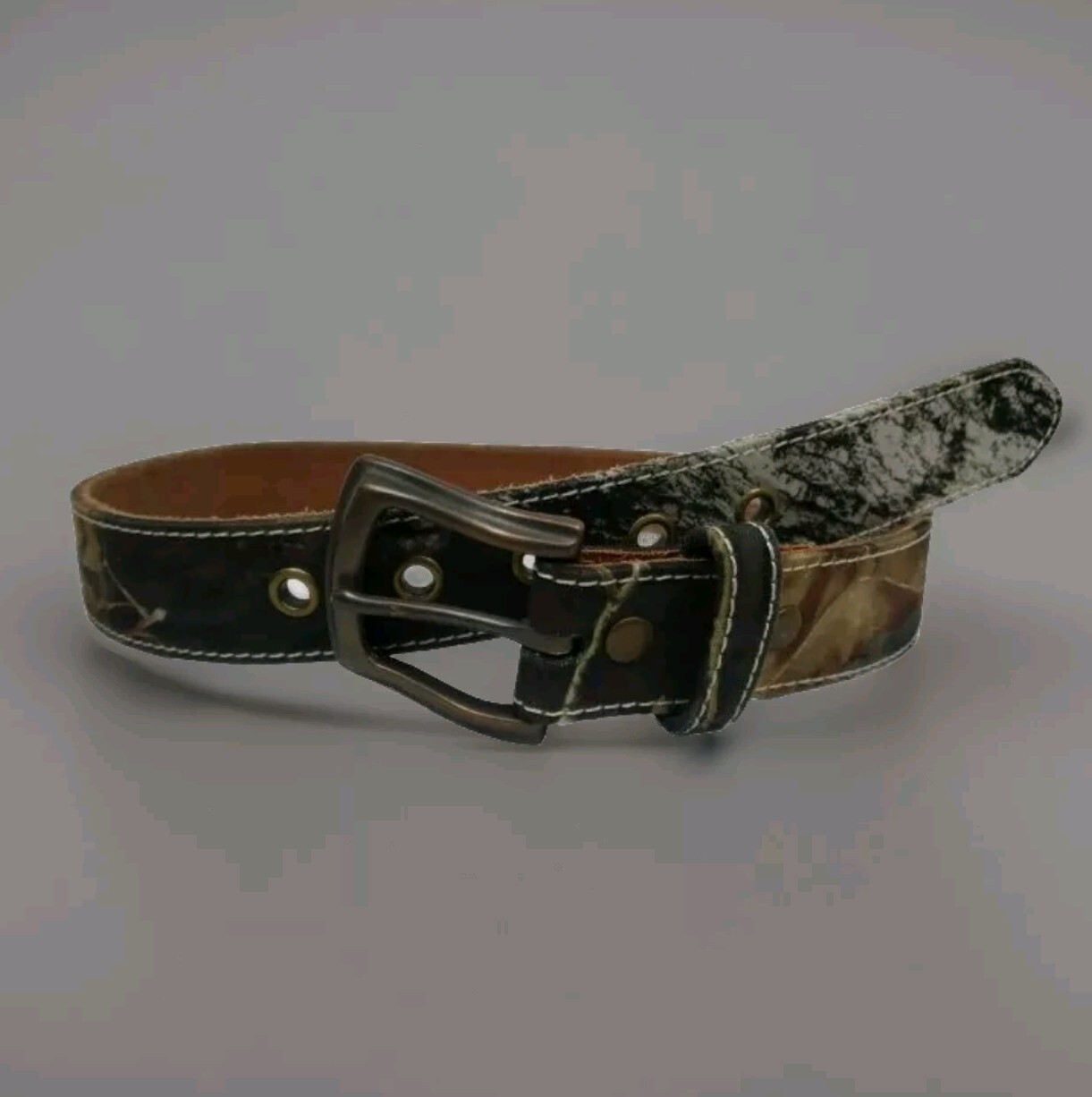 Nocona Womens Camo Leather Belt 28 Waist Mossy Oak Pewter Buckle-image