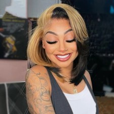 Short Bob Wigs 200 Density 13X4 Lace Front Human Straight Wig for Women