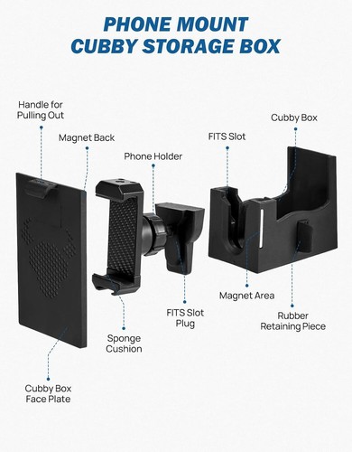 Cubby Phone Mount Cubby Storage Compatible with Ford Maverick 2024 2023 2022 Tru - Picture 6 of 8