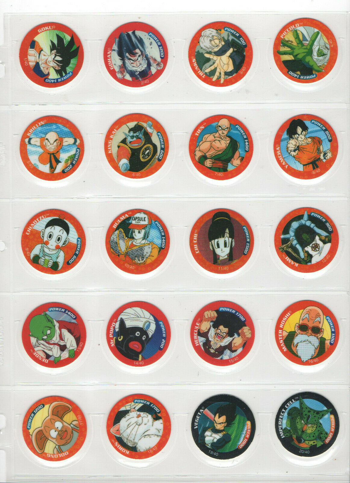 Dragon Ball Z Tazo dizk Series 1 FULL SET 40 eBay