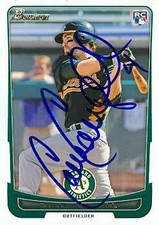 Collin Cowgill autographed baseball card (Athletics) 2012 Bowman #201 Rookie