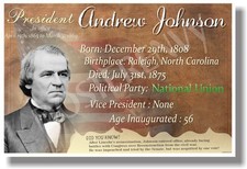 Presidential Series - Andrew Johnson - NEW Famous U.S. President POSTER