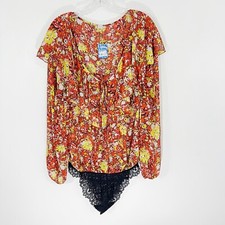 Free People Say It To Me Bodysuit in Red Sienna NWT Size Medium