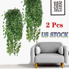 2 Bunch Artificial Fake Flower Vine Hanging Garland Plant Ivy Home Deco Green US