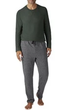 New Mens Eddie Bauer 2-Pack Lounge Set Thermal Shirt Fleece Pants Pajama Green L