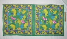 VTG 1960s MOD FLORAL KISMET COTTON SCARF / SHAWL 81" by 41" PINEAPPLE