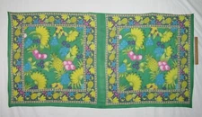VTG 1960s MOD FLORAL KISMET COTTON SCARF / SHAWL 81" by 41" PINEAPPLE