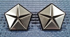 1967-1972 Dodge Plymouth Chrysler Mopar Pentastar Silver Fender Emblem Set Of 2
