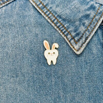  Enamel Pin Tooth Teeth Oral Health Cartoon Rabbit shaped Care Dentist Oz New 