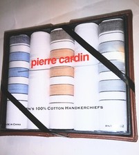 Pierre Cardin Handkerchiefs Set of 5 NEW LEATHER GIFT BOX