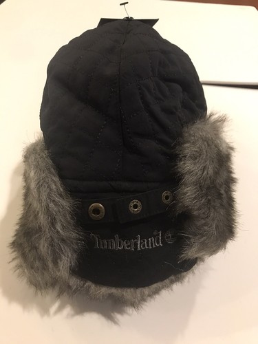 Timberland Men's Black/ Faux Fur Winter Trapper Hat Size L/XL NEW Circa 2012 - Picture 10 of 10