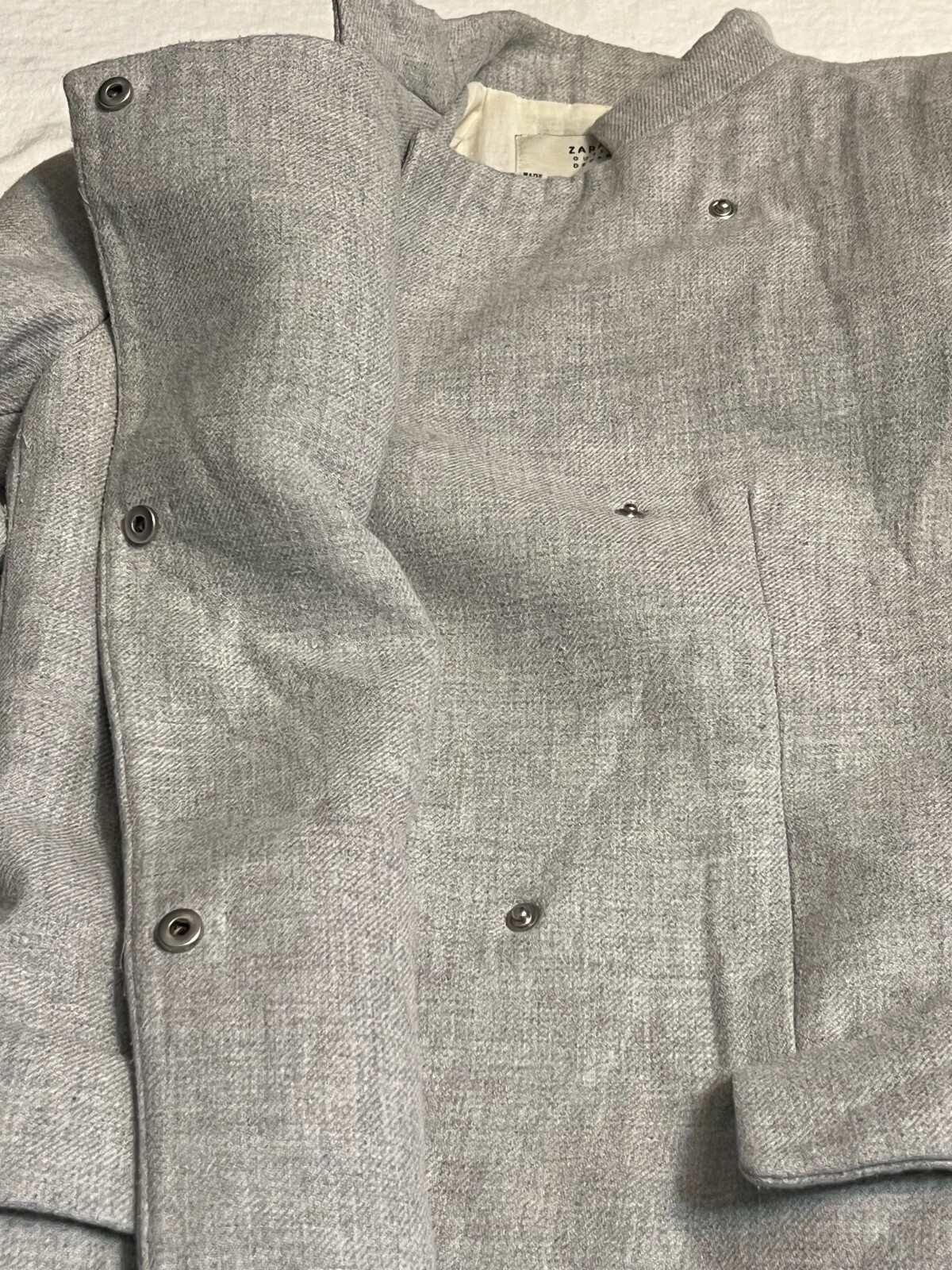 Zara Basic Gray Long Cotton Coat Jacket Women's X… - image 5