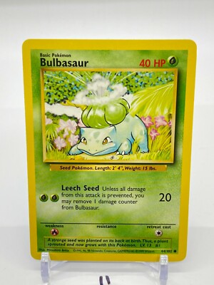 1999 bulbasaur pokemon card - 44/102 - Common you may remove 1 damage counter from Bulbasaur. 1999 English Pokemon Base Set