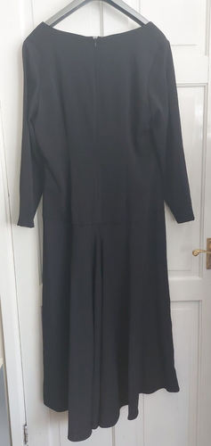Gina Bacconi Moos Krepp Kleid gefüttert Mieder schwarz Gr UK 14 asymmetrischer Rock - Bild 2 von 10