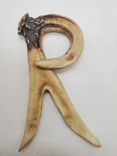 Polyresin Antler Style  Looking Letter R Wall hanger 8 in x 4.5" Very good 