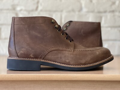 Clarks Bostonian Chukka WALKER MID Leather Ankle Moc Toe Boots Brown Men Size 13