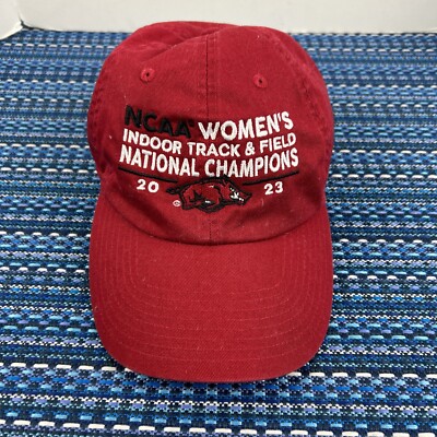 Arkansas Razorbacks 2023 NCAA Womens Track Field Champions Hat Cap Strap Back Q