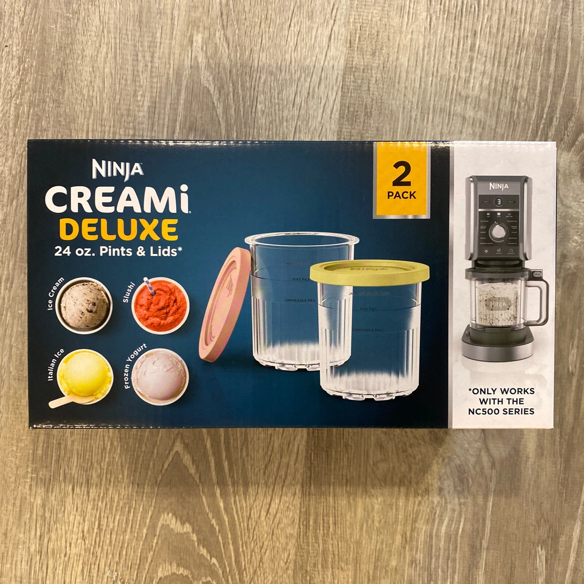 NINJA Creami Deluxe 24oz Pints & Lids for NC500/501 BNIB CONTAINERS & LIDS  ONLY 622356594912