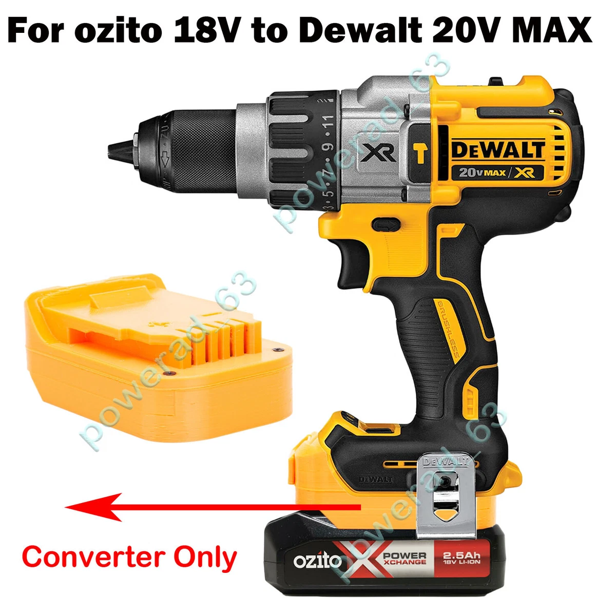 Adapter For DeWALT 20V MAX Series Tools Works with Einhell Ozito