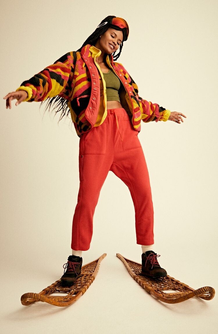 Free People Hit The Slopes Printed Fleece Jacket Size L | eBay