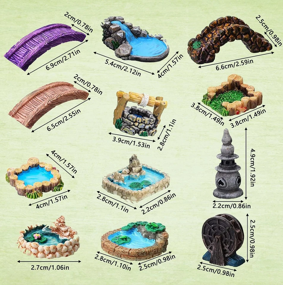 Plank Bridge Miniature Fairy Garden Accessories, Miniature Pond Lawn Garden Orna - Image 3 of 4