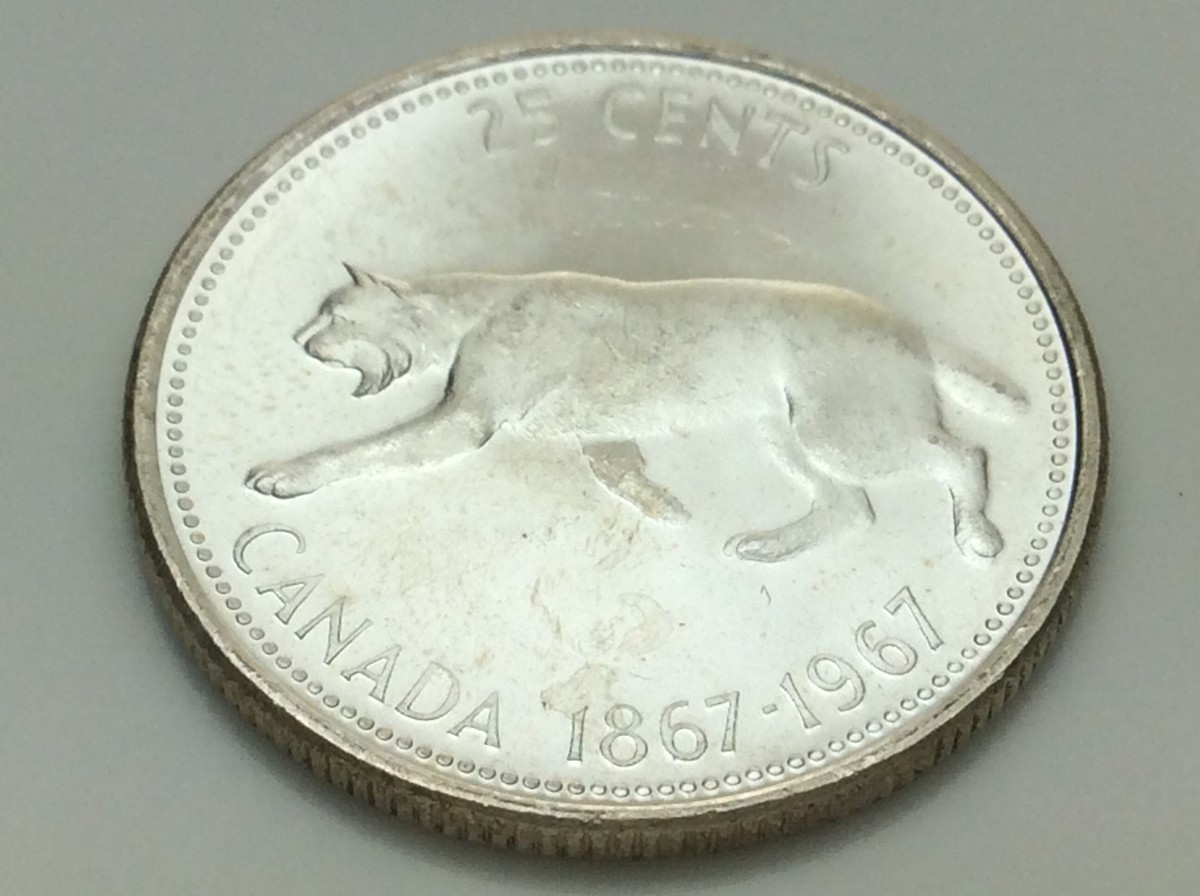 1967 Canadian Twenty Five Cents Quarter 25 Canada Uncirculated
